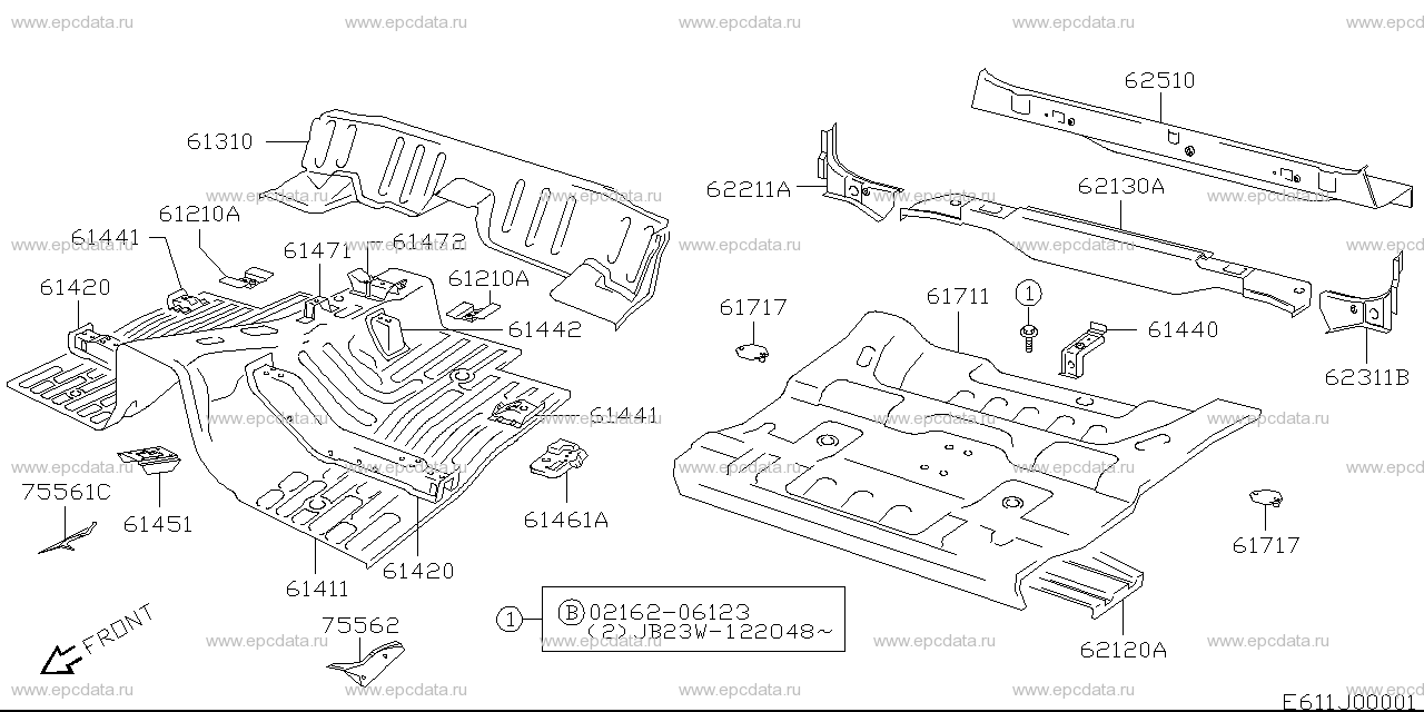 Floor panel for Suzuki Jimny JB23, 3 generation 10.1998 - 12.2001 ...