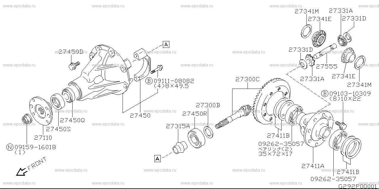 Rear differential gear for Suzuki Carry Truck 11 generation 01.1999 ...