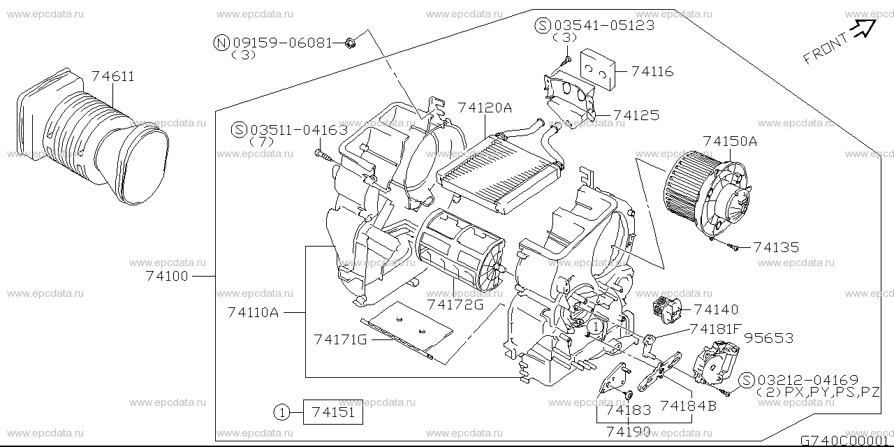 Front heater for Suzuki Carry Truck 11 generation 01.1999 