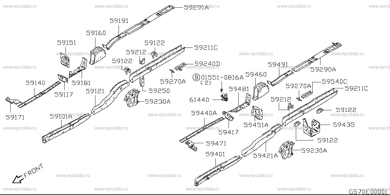 Chassis frame for Suzuki Carry Truck 11 generation, restyling 05.2002 ...