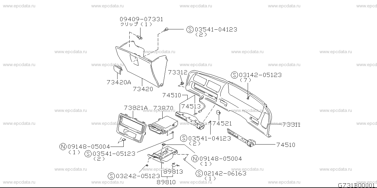 Instrument panel for Suzuki Carry, DD51T 510001-999999 04.1997-10.1998 ...