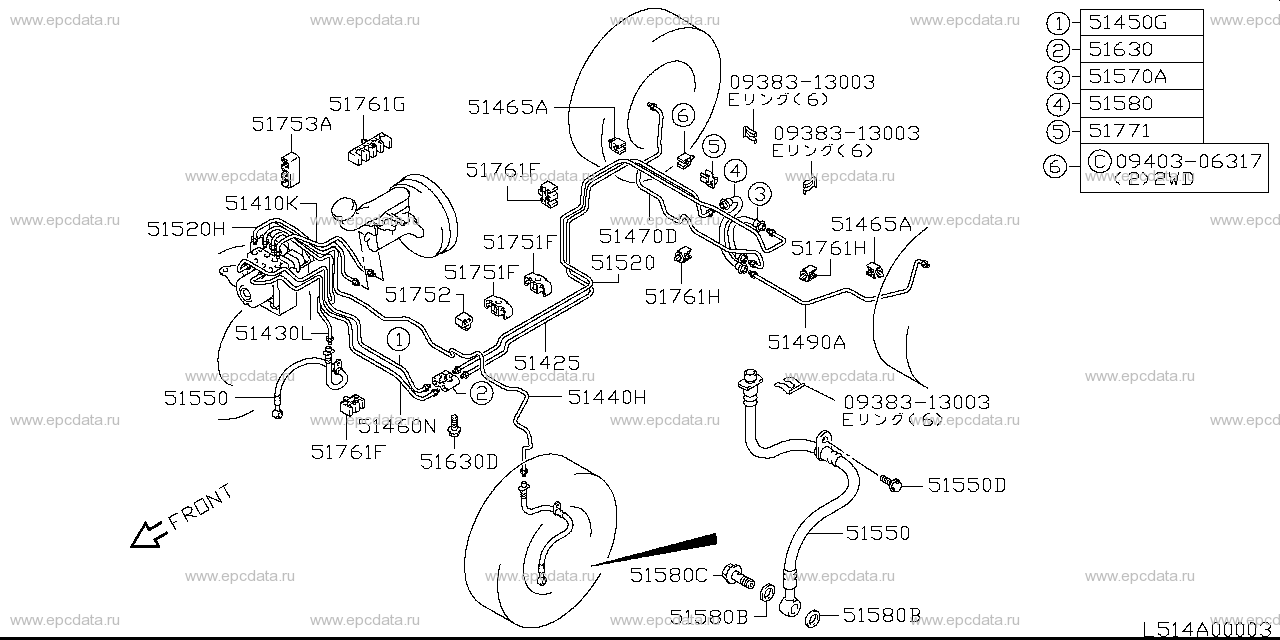 Brake piping for Suzuki Kei, ZC21S 150001-400000 12.2005-04.2007 