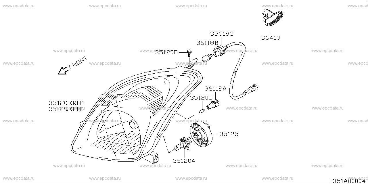 Headlamp for Suzuki Kei, ZC21S 400001-999999 04.2007- - Amayama