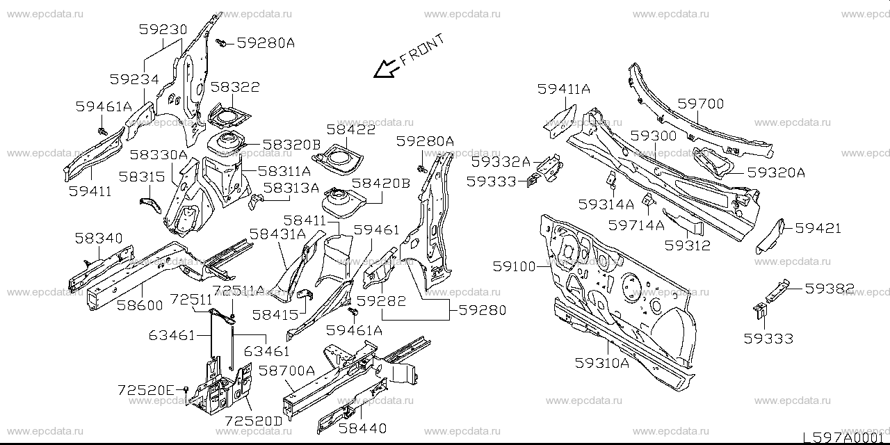 Front body panel for Suzuki Kei, ZC21S 100001-150000 09.2004 