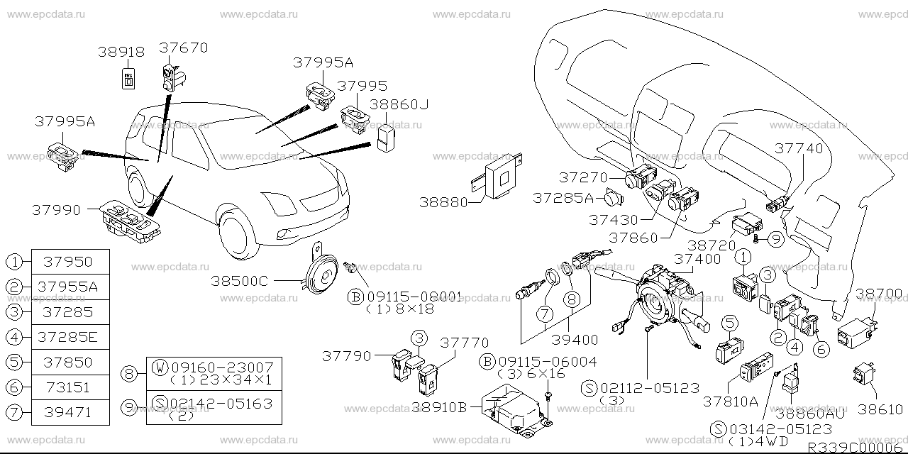 Electrical control for Suzuki Chevrolet Cruize, HR82S 630001640000 11.200303.2005 Амаяма